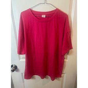 XIEERDUO Womens T-Shirt Oversized Drop Shoulder Pink XL